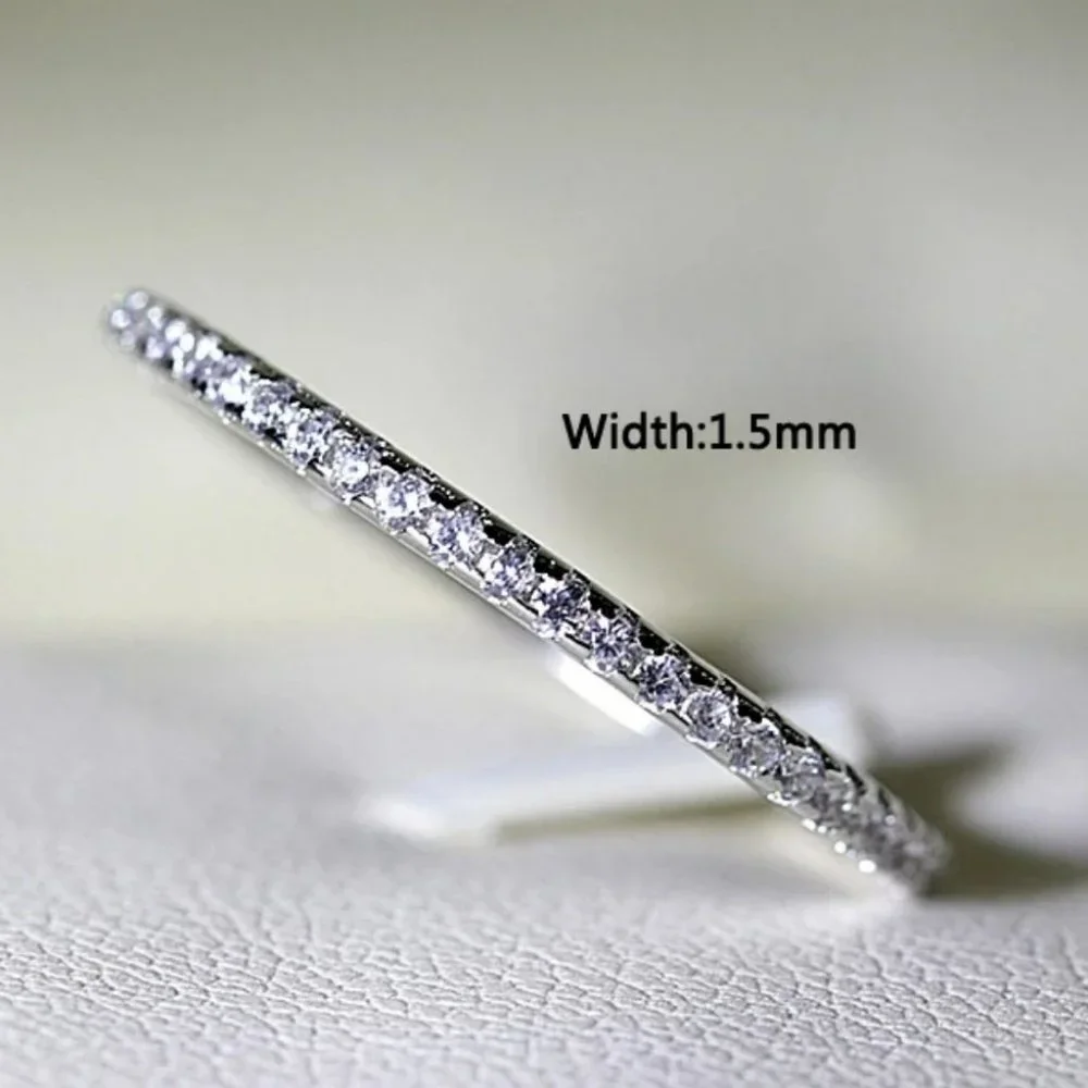 Trendy Silver Stackable Diamond Ring - Picture 2 of 4